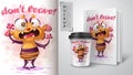 Cute crazy monster - mockup for your idea