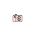 Cute creative camera. Flat icon isolated on white. vector illustration. Summer adventures symbol
