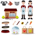 Cute creative pet shop object icon such as store exterior design