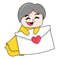Cute creatures are happy carrying valentine love letters, doodle icon image kawaii