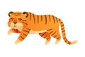 Cute creeping tiger, jungle wild animal cartoon vector illustration