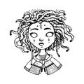 Cute creepy witch girl with dreadlocks Royalty Free Stock Photo