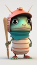 Cute Cricket Animal Warrior 3D Game Model Generative AI