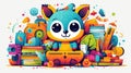 cute critter in education playful illustration