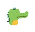 Cute crocodile. Animal kawaii character. Funny little croc face. Vector hand drawn illustration isolated on white