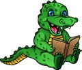 Cute crocodile cartoon reading book Royalty Free Stock Photo