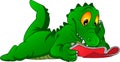 Cute crocodile cartoon reading book Royalty Free Stock Photo
