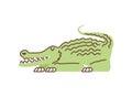Cute crocodile with cartoonish smile and big teeth