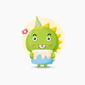 Cute crocodile character with birthday cake icon illustration Royalty Free Stock Photo