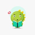 Cute crocodile character reading book icon illustration Royalty Free Stock Photo