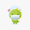 Cute crocodile character using medical mask illustration
