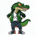 Cute crocodile in a fashionable jacket Royalty Free Stock Photo