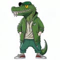 Cute crocodile in a fashionable jacket Royalty Free Stock Photo