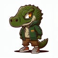 Cute crocodile in a fashionable jacket Royalty Free Stock Photo