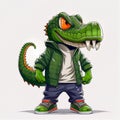 Cute crocodile in a fashionable jacket Royalty Free Stock Photo