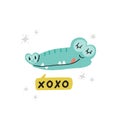 Cute crocodile head vector illustration. Design element, clipart Royalty Free Stock Photo