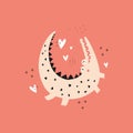 Cute crocodile and hearts flat vector illustration