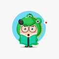 Cute crocodile is reading a book Royalty Free Stock Photo