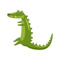 Cute crocodile, reptile green funny aligator. Vector illustration cartoon style
