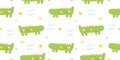 Cute Crocodile seamless baby pattern jungle Scandinavian animals