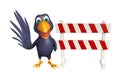 cute Crow cartoon character with baracade Royalty Free Stock Photo