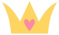 Cute crown with pink heart. Princess diadem icon