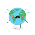 Cute crying cartoon Earth character vector illustration Royalty Free Stock Photo