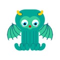 Cute Cthulhu baby isolated. Kraken Cartoon Octopus child. see animal vector illustration