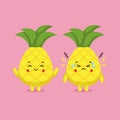 Cute Pinapple Characters Smiling and Sad