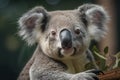 A cute and cuddly koala in a eucalyptus tree Generative AI Royalty Free Stock Photo