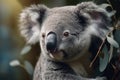 A cute and cuddly koala in a eucalyptus tree Generative AI Royalty Free Stock Photo