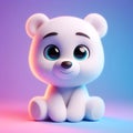 Cute cuddly white teddy bear in 3D.
