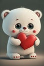 Cute cudly teddy with a red heart, ai generated illustration Royalty Free Stock Photo