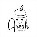 Cute cup face bubble tea logo