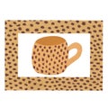 Cute cup in a frame. Leopard print painted with gouache on paper.