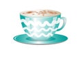 A cute cup of hot cappuccino with milk foam