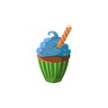 Cute Cupcake With Blue Cream