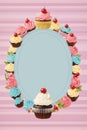 Cute cupcake border designs Cupcake-themed picture frames Royalty Free Stock Photo