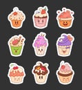 Cute cupcake character. Sticker Bookmark Royalty Free Stock Photo