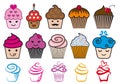 Cute cupcake designs, vector set Royalty Free Stock Photo