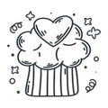 Cute cupcake with heart doodle style