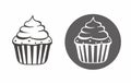 Cupcake cartoon illustration with black and white color Royalty Free Stock Photo