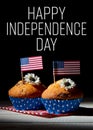 Cute cupcakes with american flag, Happy independence day background