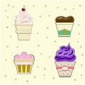 Cupcakes multicolored sweets drawn in vector