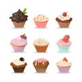 Cute cupcakes set.