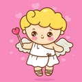 Cute cupid cartoon Valentine angel with heart candy Royalty Free Stock Photo