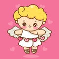 Cute cupid cartoon Valentine angel with hearts