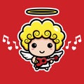 cute cupid character playing guitar musical instrument Royalty Free Stock Photo