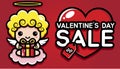 cute cupid characters bring gifts with valentine\'s day sale greetings