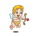 Cute Cupid Flying with a Heart Arrow Cartoon